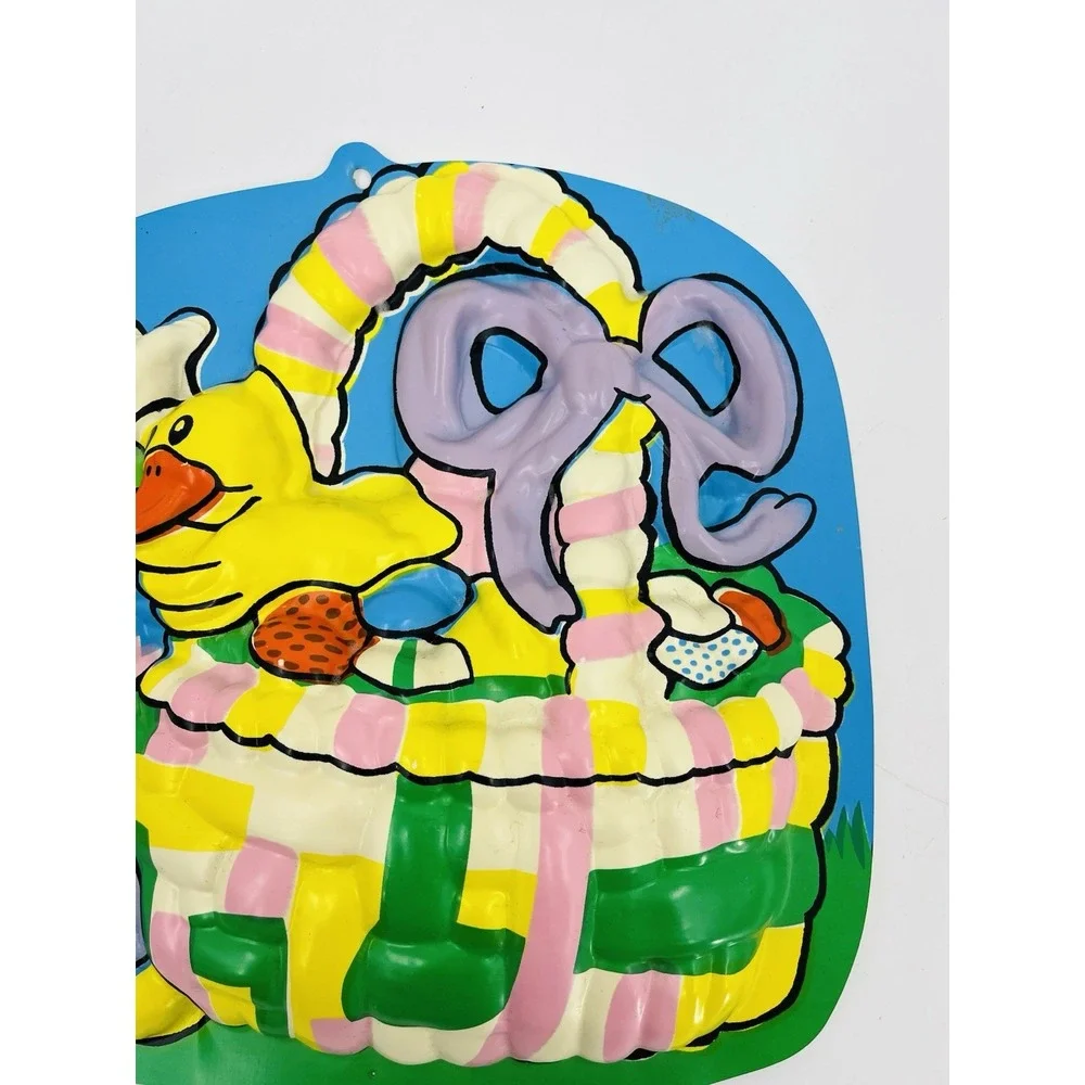 Vintage Easter Vacuform Decoration Basket with Eggs and Chicks